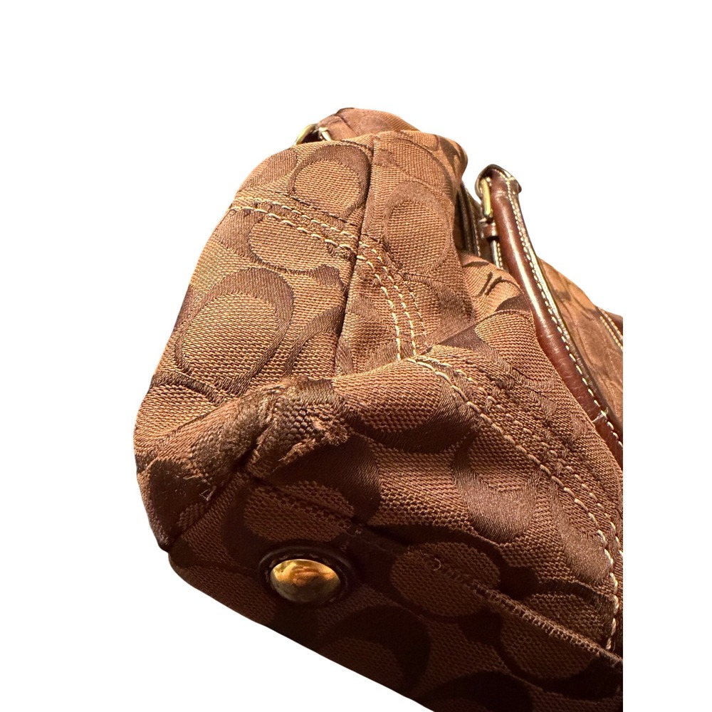 Coach Signature Canvas Satchel Chocolate Brown Tote Gold Hardware H1067-F15670 - Picture 9 of 11